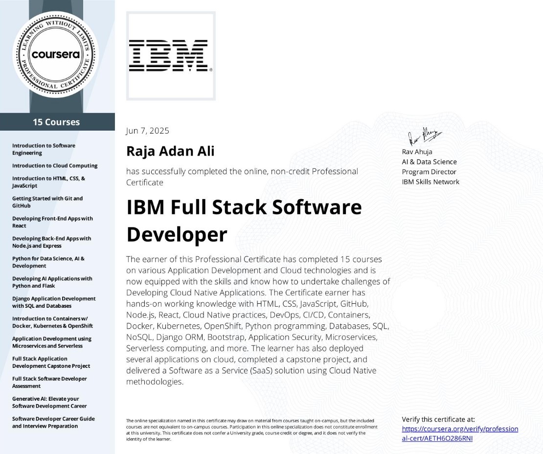 IBM Full Stack Software Developer